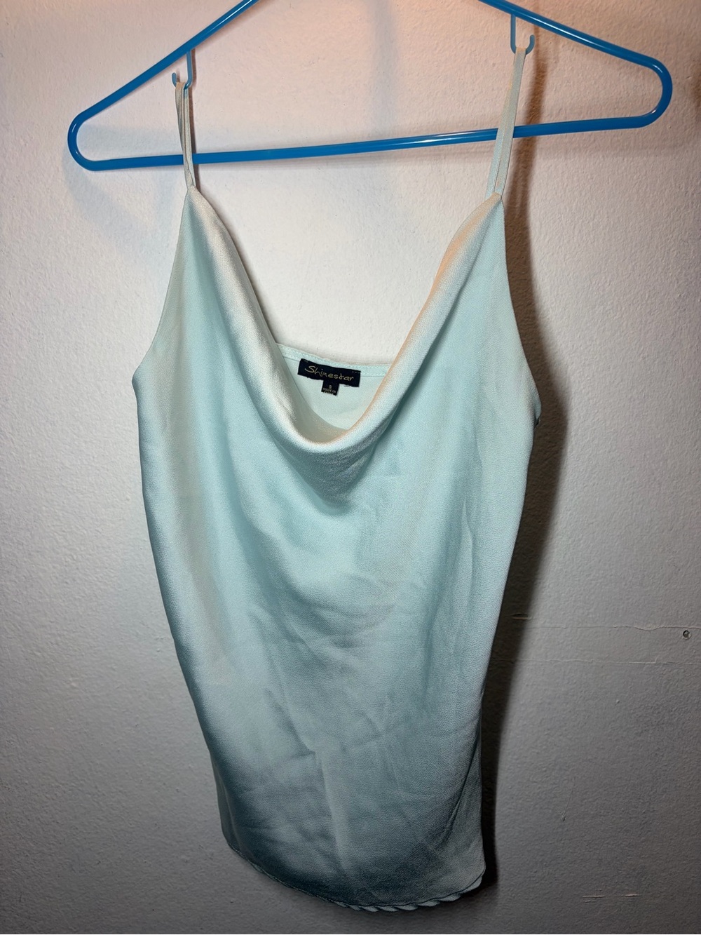 Shinestar Light Mint Green Cowl Neck Spaghetti Strap Tank Top